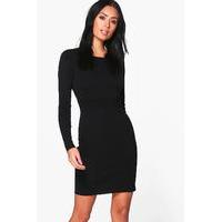 Ribbed Detail Knitted Bodycon Dress - black