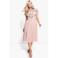 Rita Embellished Midi Dress - blush