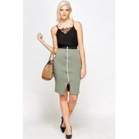 Ribbed Zip Front Skirt