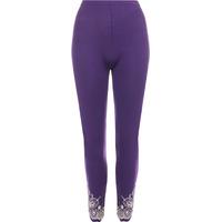 Rina Sequin Full Length Leggings - Purple