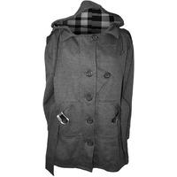 riley tartan printed hooded coat grey