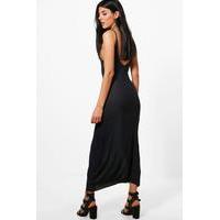 ribbed low back strappy maxi dress navy