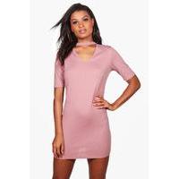 Rib Choker Dress - blush