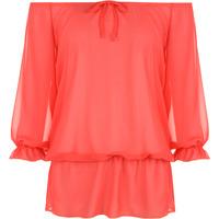 Rin Chiffon Gypsy Off Shoulder Top - Coral