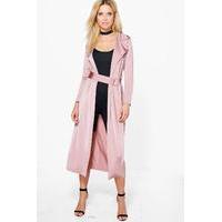 Ring Detail Slinky Maxi Trench - mauve