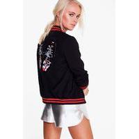 Rib Detail Sporty Bomber Jacket - black