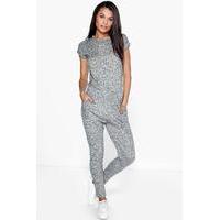 Ribbed Capped Sleeve Casual Jumpsuit - grey