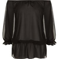 Rin Chiffon Gypsy Off Shoulder Top - Black