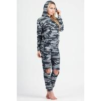 Ripped Knee Camouflage Loungewear Set