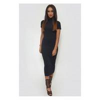 ria black high neck midi dress