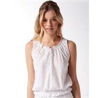 Ribbon Womens Broderie Anglaise Off The Shoulder Top White