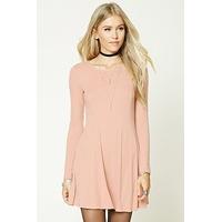 ribbed knit swing mini dress