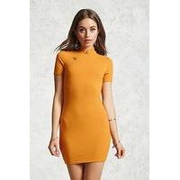 Ribbed Mandarin-Collar Dress