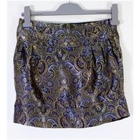 River Island size 8 golden and multi paisley jaquard printed mini skirt