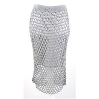 River Island - Size 10 - Silver - Crocheted Sequined Skirt