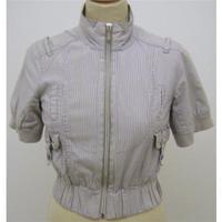 river island cream blue and red striped short sleeved cotton jacket si ...