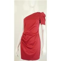 River Island Red Evening Dress Size 8 Featuring Ruched Waist And One Shoulder