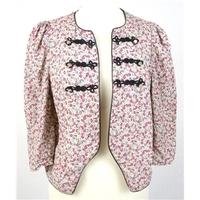 river island size 10 cream pink mix patterned cropped jacket
