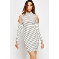 Ribbed High Neck Midi Dress