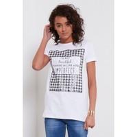 Rit Shiny Dogtooth Print THE MOST BEAUTIFUL THINGS T Shirt Top