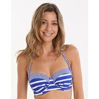 riviera moulded halter bikini top blue and white