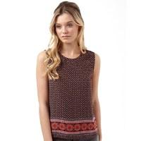 ribbon womens border print sleeveless top multi