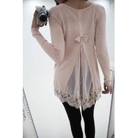 Ria lace hem chiffon bow back jumper