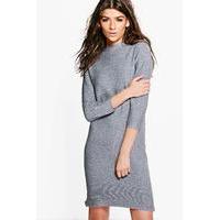 Ribbed Super Soft Jumper Dress - grey