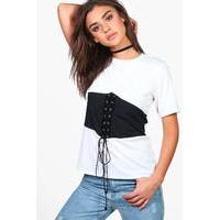 Ribbed Corset T-Shirt - white