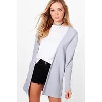 Rib Knit Batwing Cardigan - grey