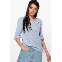 Ribbon Lace Up Jumper - blue