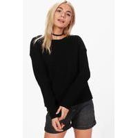 Rib Crop Jumper - black