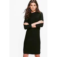 Ribbed Super Soft Jumper Dress - black