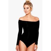 Rib Off The Shoulder Longsleeve Body - black