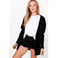 rib knit batwing cardigan black