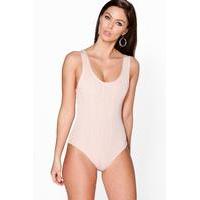 Rib Scoop Neck Bandage Body - blush