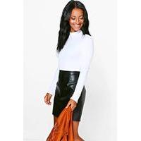 Ribbed Roll Neck Top - white