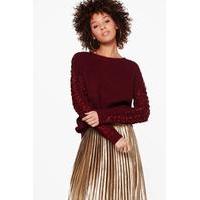 Ribbon Sleeve Jumper - wine