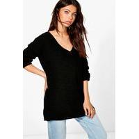 rib v neck jumper black