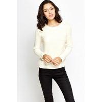 ribbed round neck jumper