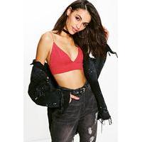 Ribbed Strappy Bralet - brick red