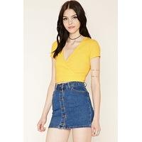 Ribbed Surplice Crop Top