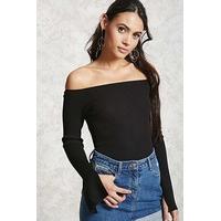 ribbed off the shoulder knit top