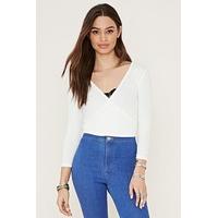 Ribbed Surplice Crop Top