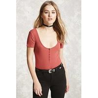 Ribbed Henley Bodysuit