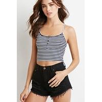 Ribbed Knit Stripe Cropped Cami