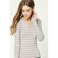 Ribbed Knit Striped Henley