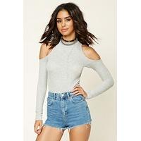 ribbed open shoulder bodysuit