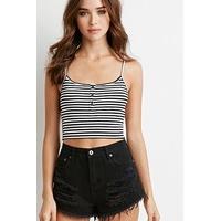 Ribbed Knit Stripe Cropped Cami