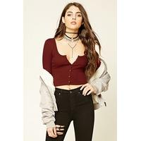 Ribbed Button-Front Top